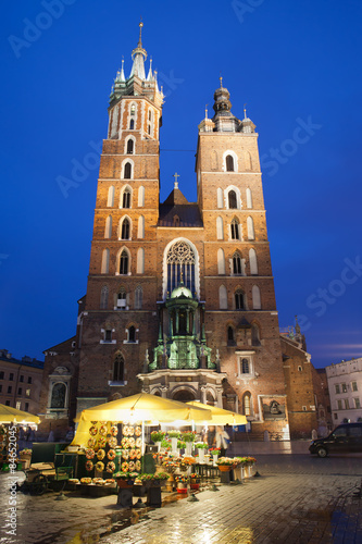 Mariacki Church by Night in Krakow