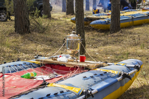 Wallpaper Mural Catamarans dry on a halt during the rafting on the river Torontodigital.ca