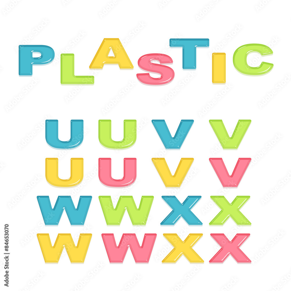Alphabet stylized colorful plastic