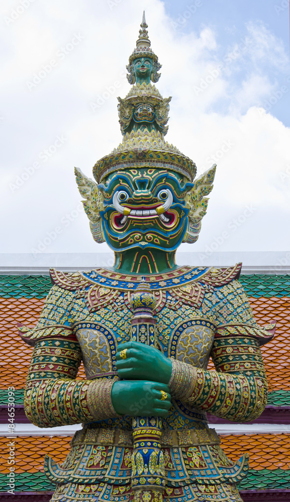 Giant at Emerald Buddha temple, Bangkok, Thailand.