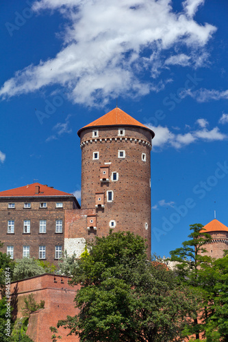 view on wawel  royal castle with sandomierska tower in cracow in poland #84653474