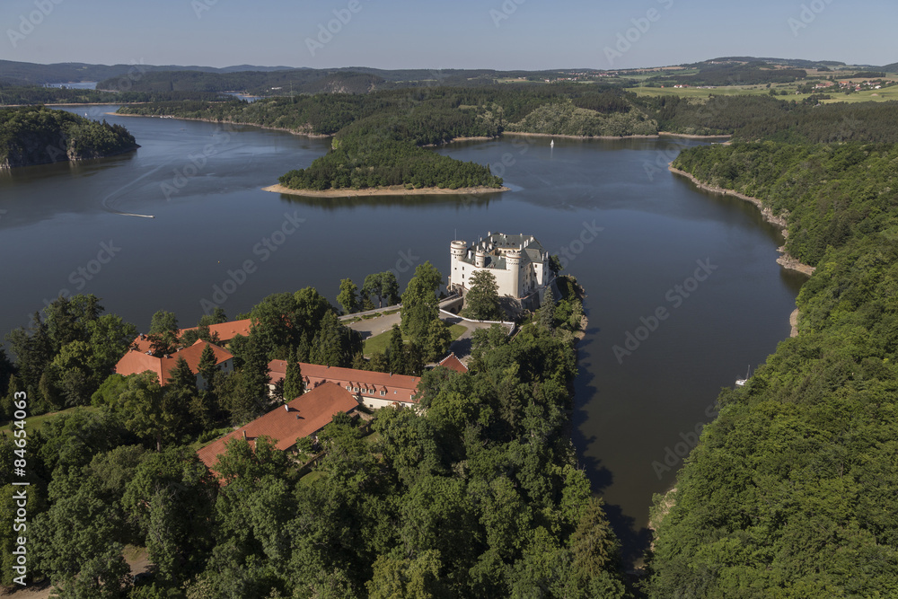 Fototapeta premium Castle Orlik under Orlik dam, Czech Republic