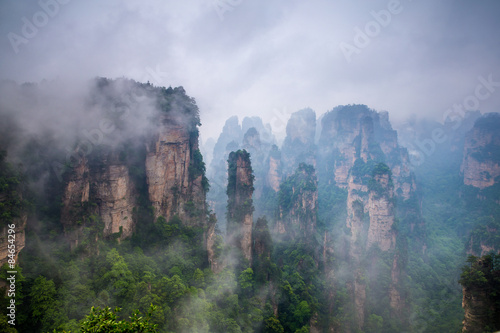 Misty steep mountain peaks - Zhangjiajie national park,China