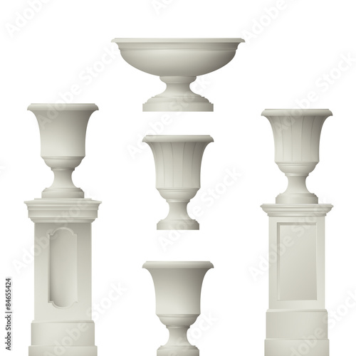  park elements : balustrade , decorative vase ,set of landscape elements,vector drawing