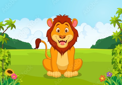 Fototapeta Naklejka Na Ścianę i Meble -  Cartoon happy lion 