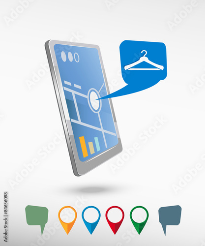 Hanger icon and perspective smartphone vector realistic