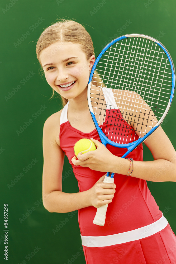 Tennis beautiful young girl tennis player StockFoto Adobe Stock