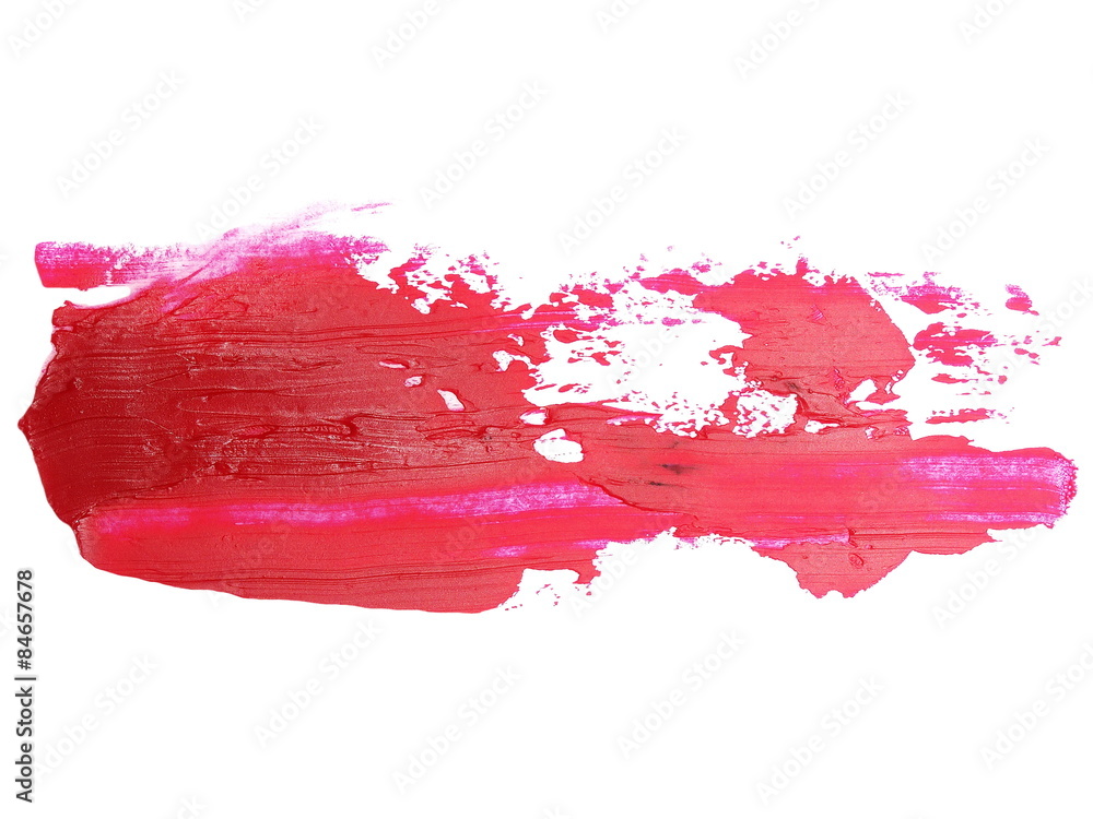 red grunge brush strokes oil paint isolated on white 