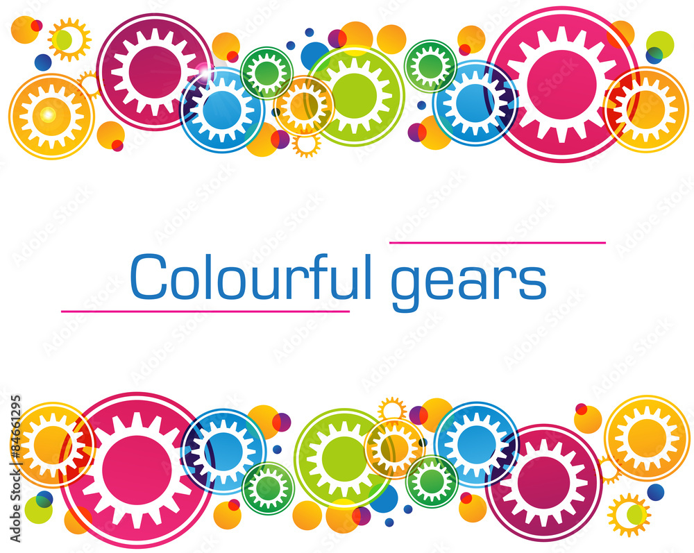 Abstract background of bright colored gears and circles for Abstract background of bright colored gears and circles for