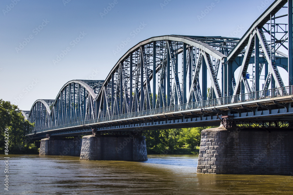 Poland - Torun famous truss bridge over Vistula river. Transport