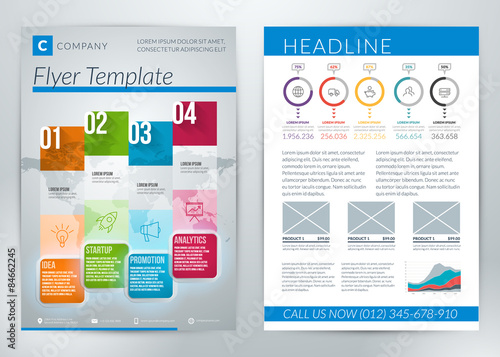 Vector abstract business flyer or poster template with infographics