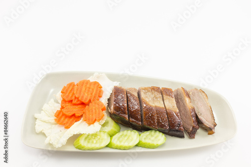 Smoked duck on white background.