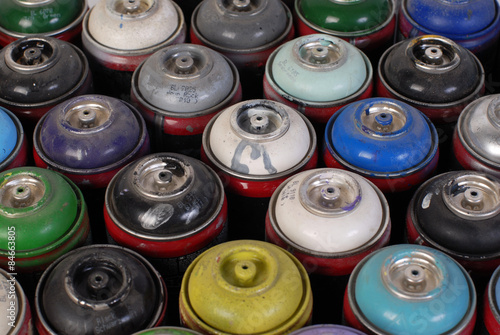 Colorful spray cans