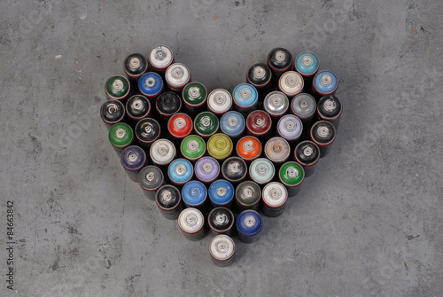 "Heart" sign of spray cans