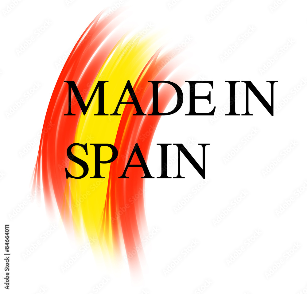 Made in spain - Logo with text and spanish colors Stock Photo