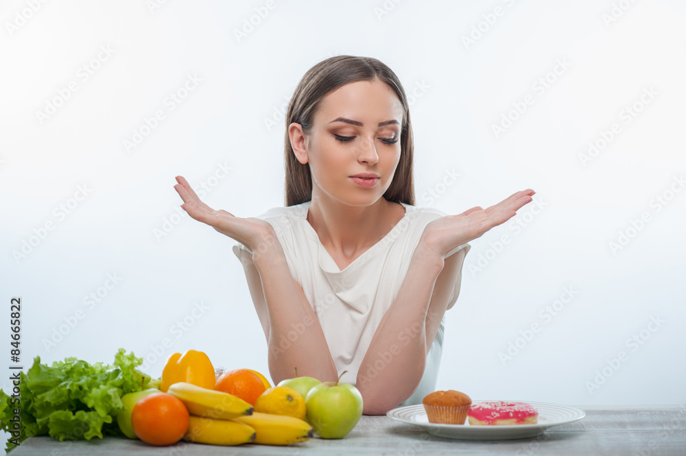 Pretty young woman wants to eat sweet food Pretty young woman wants to eat sweet food