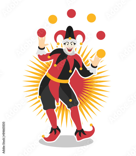Funny clown character vector illustration. Creative trendy concept. Modern graphic design elements. Isolated on white background
