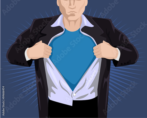 Superhero opening shirt. Vector illustration