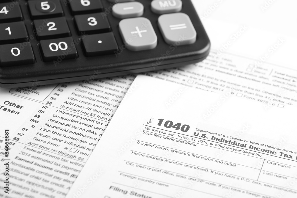 Tax form financial concept Tax form financial concept