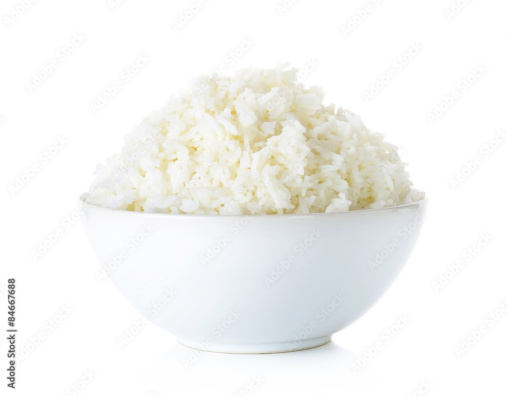 Rice with bowl isolated on the white background Rice with bowl isolated on the white background