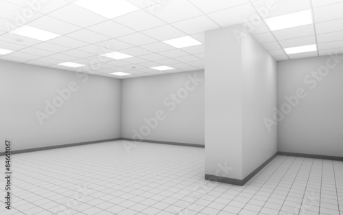 Abstract white empty office room 3d interior