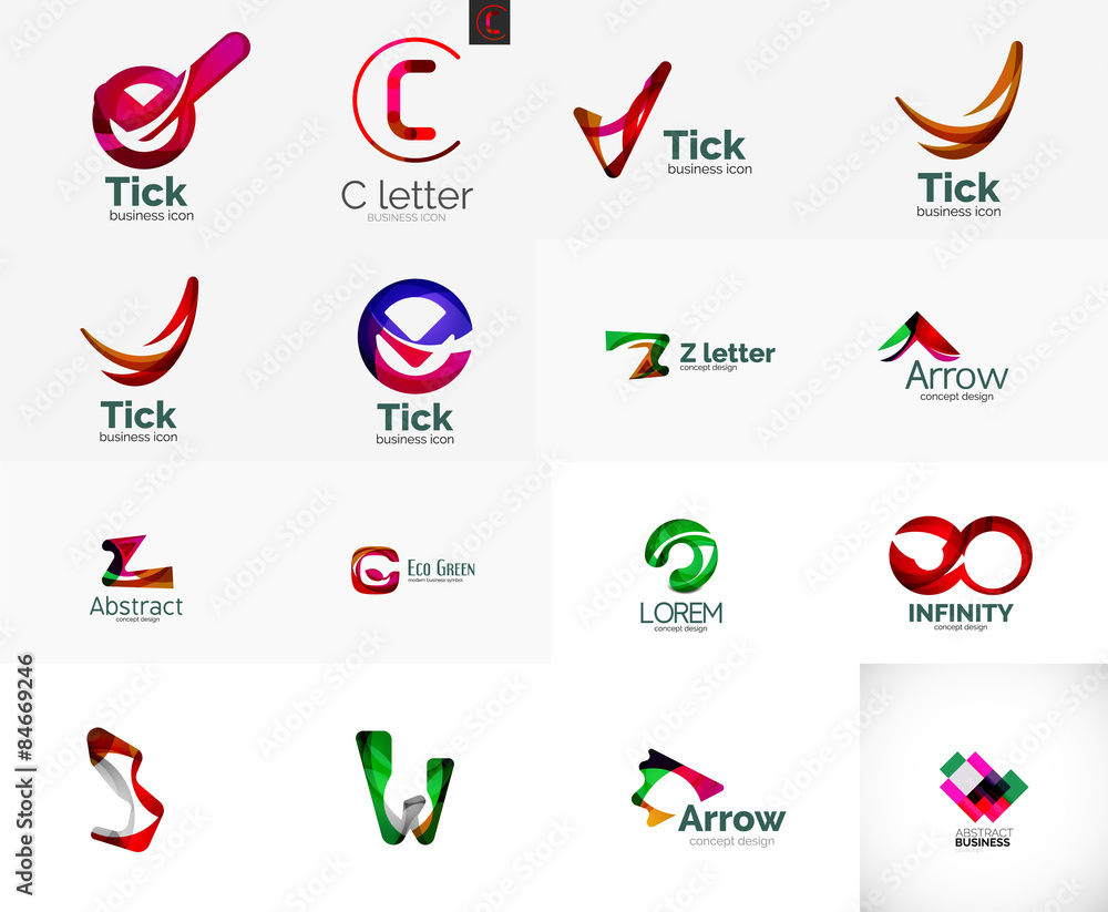 Set of universal company logo ideas, business icon collection Set of universal company logo ideas, business icon collection