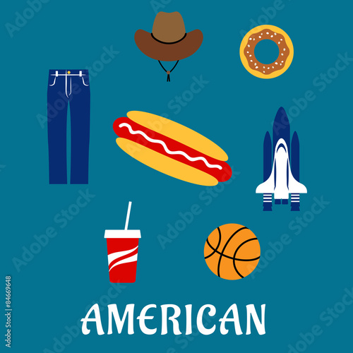 American flat symbols and icons