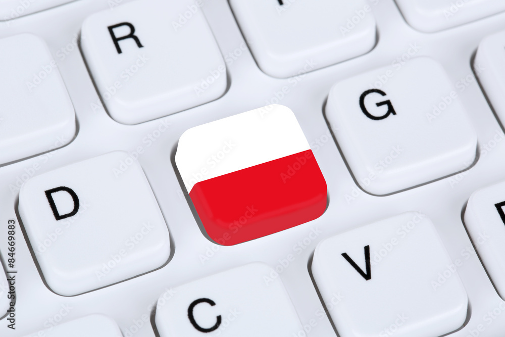 Flagge oder Fahne von Polen auf Internet Computer Tastatur - obrazy, fototapety, plakaty 