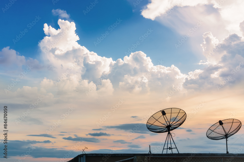 communications signals via a satellite dish