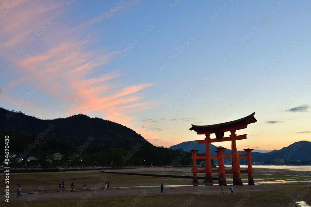 夕焼の宮島 夕焼の宮島