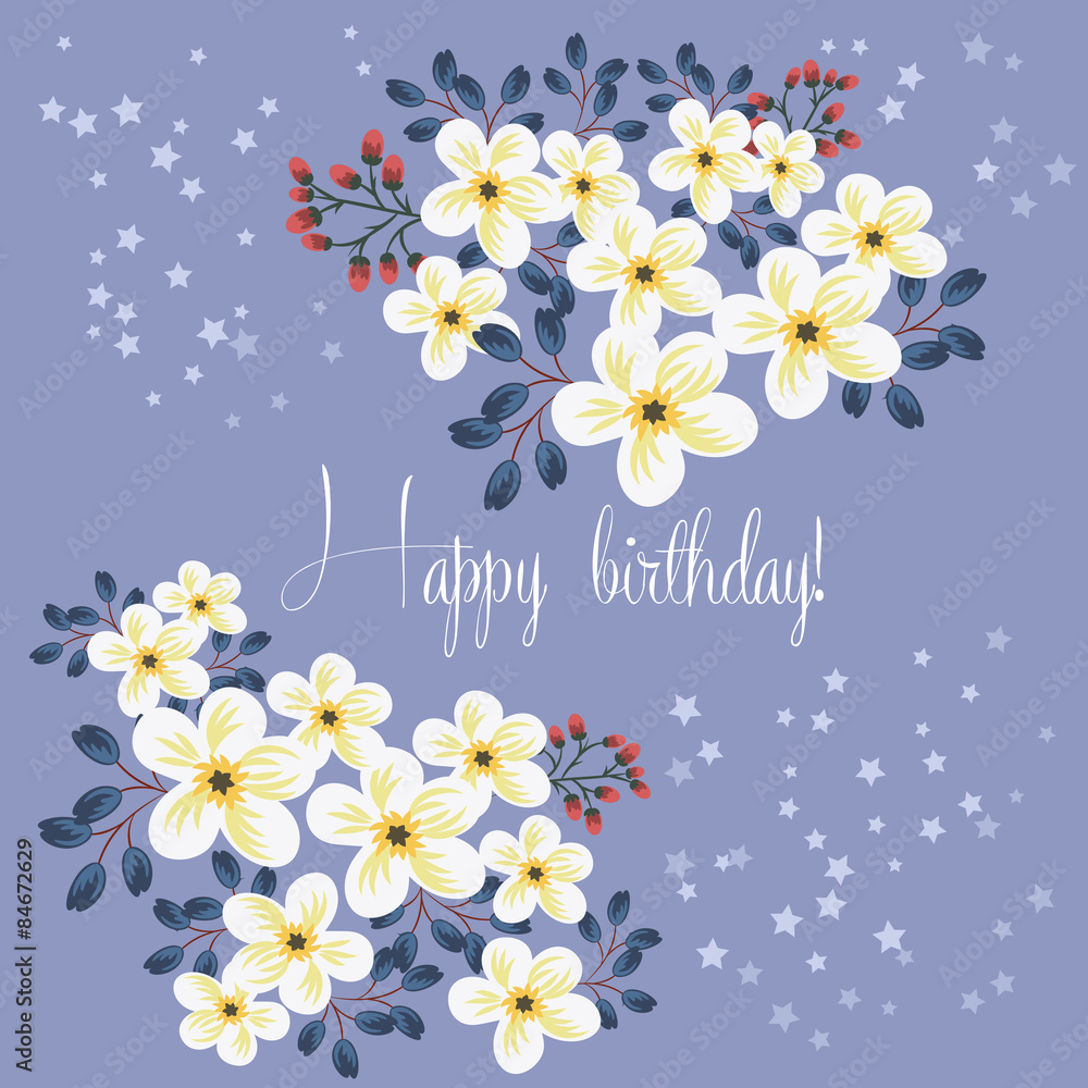 Floral greeting card template