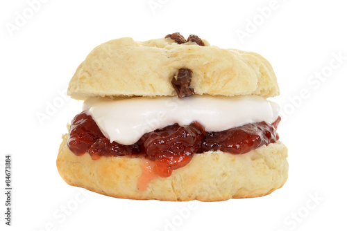 Tableau sur toile isolated english scone with cream and jam