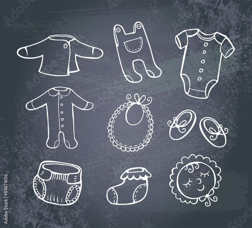 Infant clothes Icon set 
