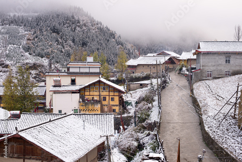 Snow-covered village photo