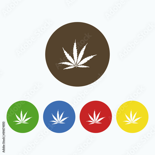 Simple icon marijuana leaf.
