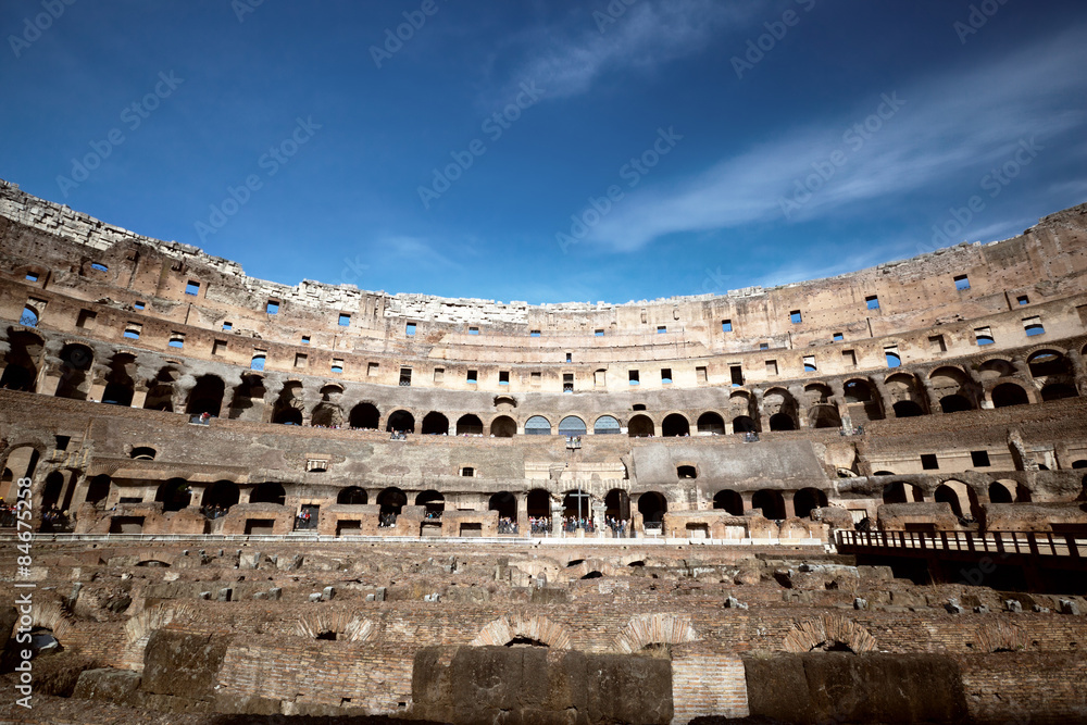 inside of Colosseum in Rome, Italy