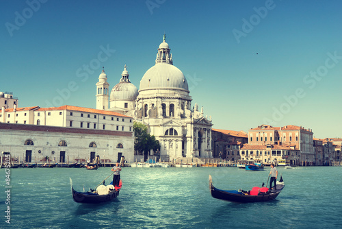 Fototapeta Naklejka Na Ścianę i Meble -  Grand Canal and Basilica Santa Maria della Salute, Venice, Italy