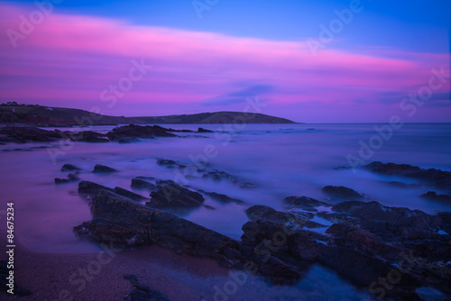 Long exposure bllured seascape at twilight