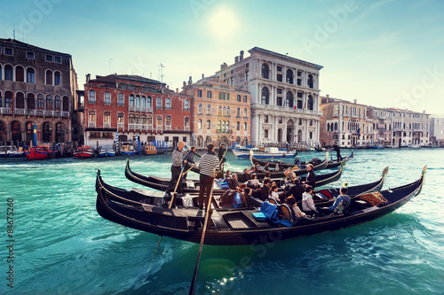 gondolas on canal, Venice, Italy