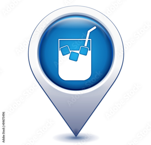 boisson fraiche sur  marqueur géolocalisation bleu