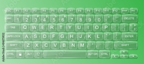 KEYBOARD PC MAC GLASS WHIT SHADOW TRASPARENT GREEN