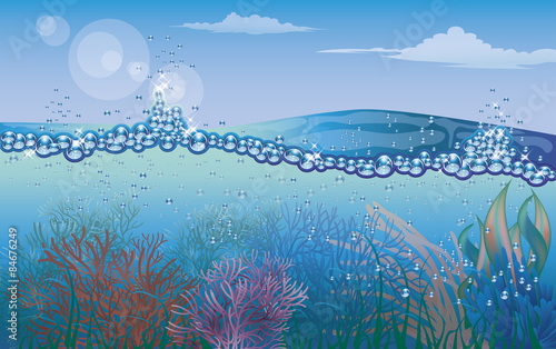 Underwater nature background,  vector illustration