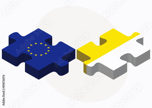 European Union and Holy See - Vatican City State Flags in puzzle