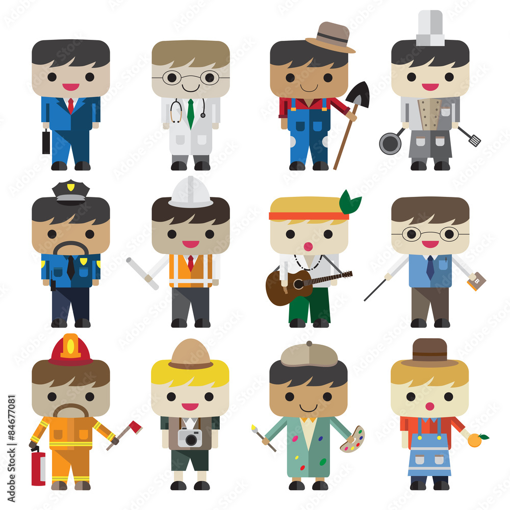 Cartoon vector flat male different job,work,occupation,characters, Cartoon vector flat male different job,work,occupation,characters,