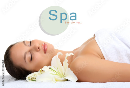 Spa woman isolated on white