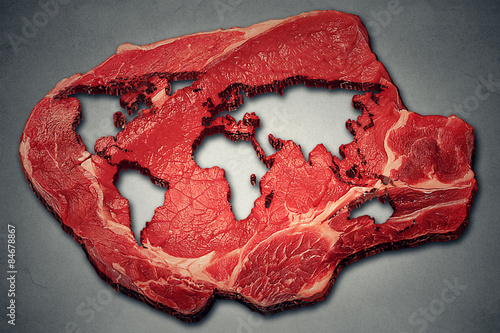 Fotografie Global meat industry and world beef production food concept