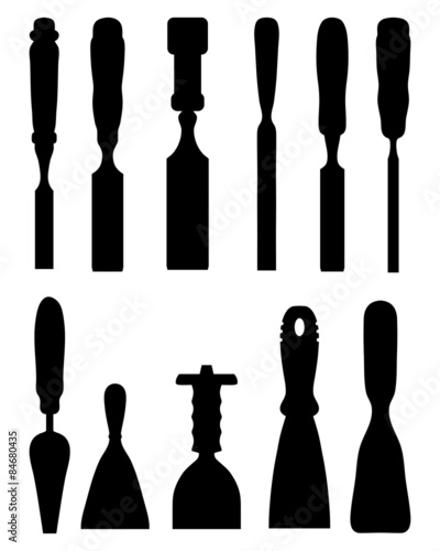 Silhouettes of  chisels, vector