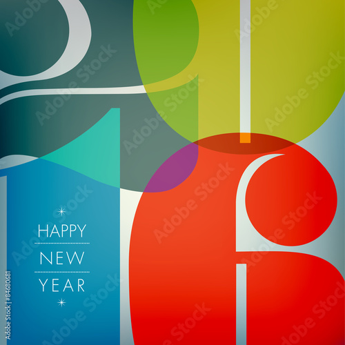 Happy new 2016 year. Seasons Greetings. Colorful design.