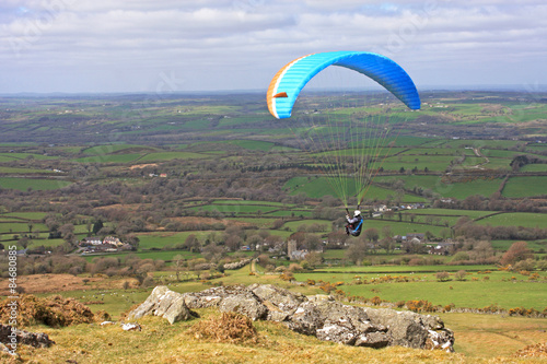 Paraglider above Dartmoor