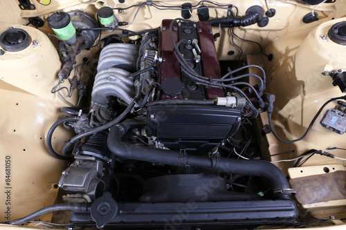 Parts under the hood of car